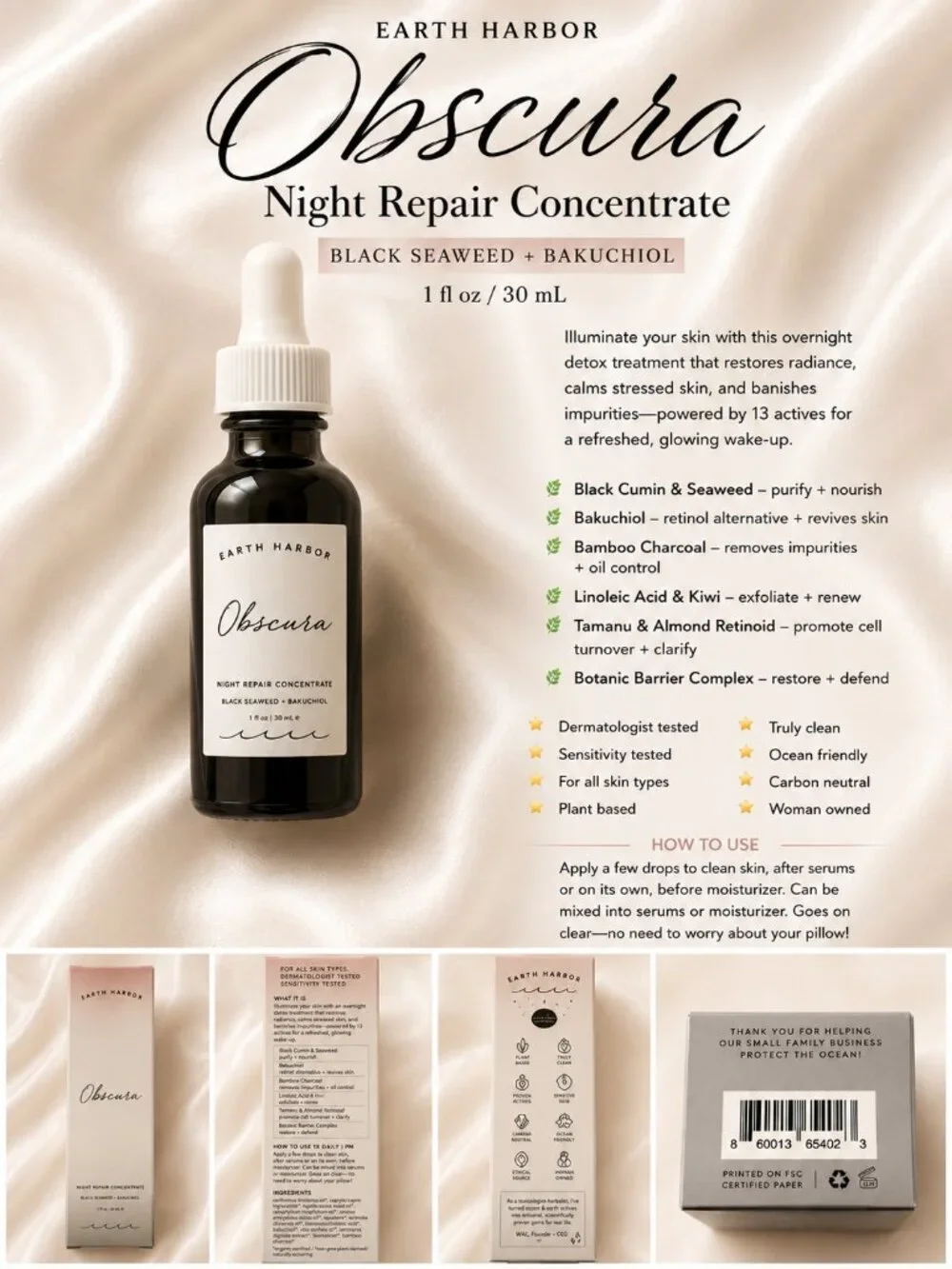 Earth Harbor Obscura Night Repair Concentrate Black Seaweed + Bakuchiol